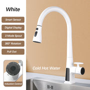 Smart Sensor Pull Out Kitchen Faucet.Touchless Digital Display Water Mixer Tap.Cold Hot Water Three Modes Spout Sink Faucet.