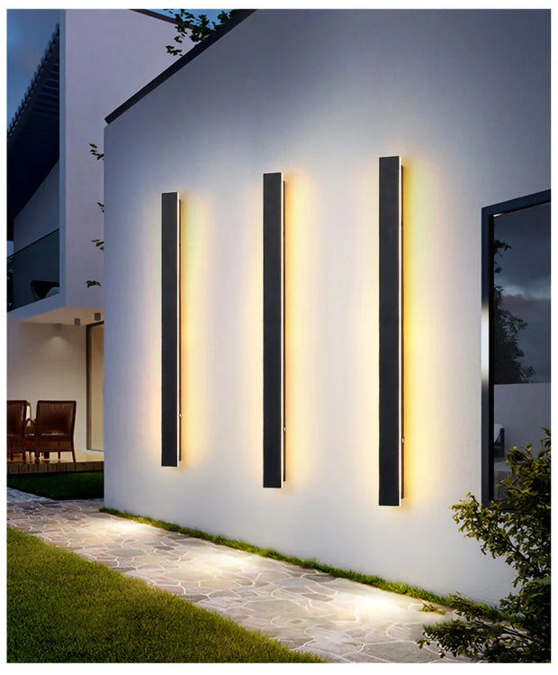 Long Strip Outdoor Wall Lamp Exterior Wall Ip65 Waterproof Modern LED Lighting Garden Villa Balcony Wall Washer 85-265V Dimmable