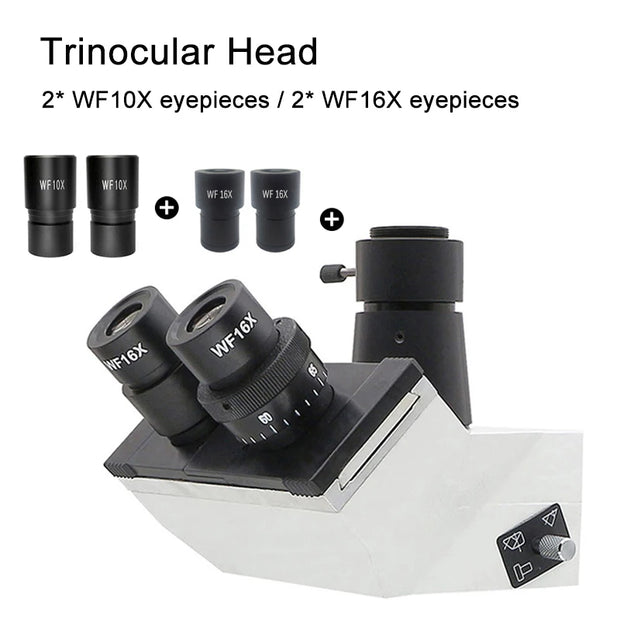 Metal Biological Microscope Head w/ WF10X WF16X Eyepiece Trinocular Microscope Head for Biological Microscope