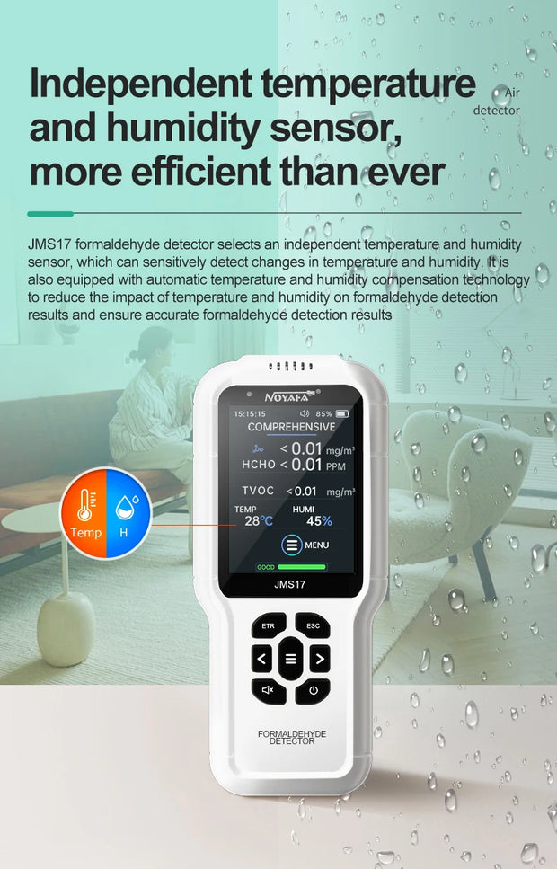 NOYAFA 4in1 Gas Detector Multi Function Monitor JMS17 Air Quality Tester Analyzer HCHO TVOC Temperature Humidity Meter Generator