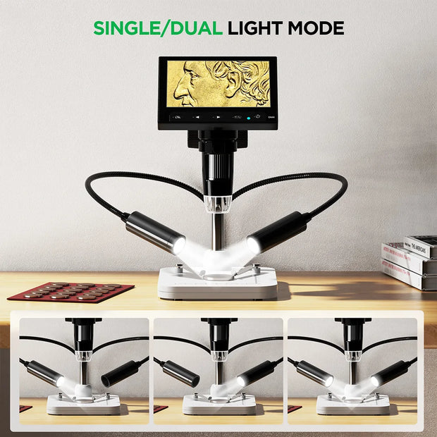 Gooseneck Auxiliary Lights for Digital Microscope Flexible LED Lights with 3 Lighting Modes 118cm USB Cable Microscope Lights