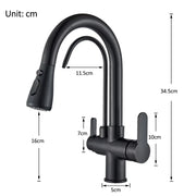 Purify Water Kitchen Faucet Deck Mounted Dual Handle Faucet Purification Kitchen Sink Faucet 2 Swivel Spout Water Mixer Tap