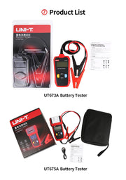 UNI-T Car Battery Tester 12V 24V DC Charger Analyzer UT673A UT675A Capacity Load Tester Cranking System Test 40-2000CCA