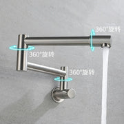 304 Stainless Steel Foldable Kitchen Sink Faucet Wall Mounted Nickel/Black Single Cold Sink Kitchen Tap Pot Filler Tap