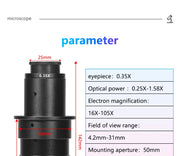 Adjustable 100X 150X 300X 600X zoom C Mount optical lens 0.7X~ 4.5x magnification 10A microscope lens