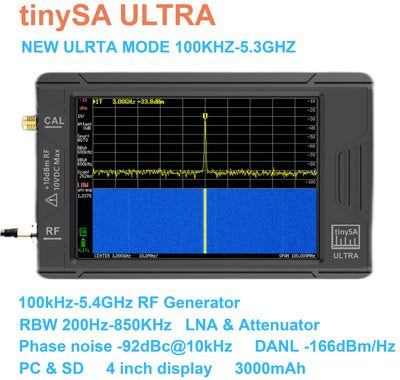 Original tinySA ULTRA 100KHZ-5.3GHZ 4inch Display Handheld Tiny Spectrum Analyzer RF Generator with Battery