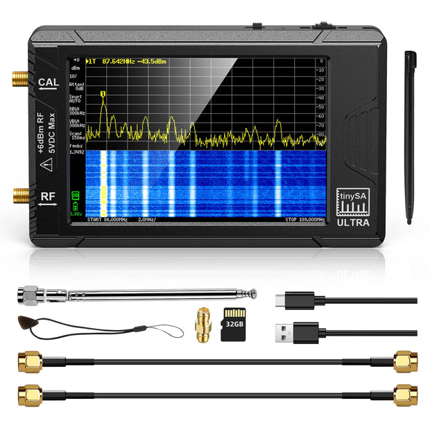 2023 New Handheld 2.8" Display Tiny Spectrum Analyzer TinySA ULTRA 4" Display 100kHz to 5.3GHz with 32GB Card Version V0.4.5.1