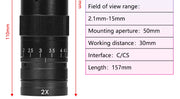 Adjustable 100X 150X 300X 600X zoom C Mount optical lens 0.7X~ 4.5x magnification 10A microscope lens