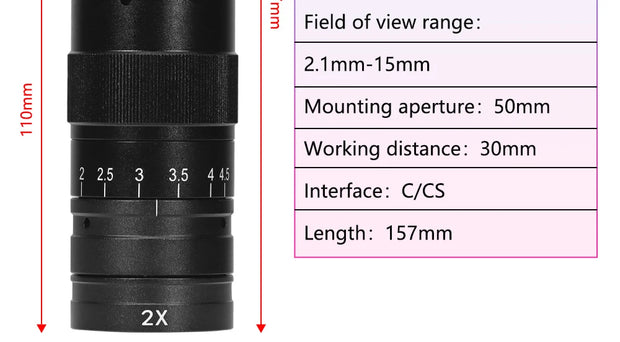 Adjustable 100X 150X 300X 600X zoom C Mount optical lens 0.7X~ 4.5x magnification 10A microscope lens