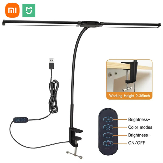 Xiaomi Mijia Double Head LED Desk Lamp Dimmable PC Monitor Light USB Table Reading Eye Protection Lights with Clamp Swing Arm