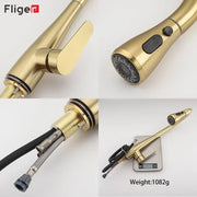 Fliger Pull Out Kitchen Faucet Gold Faucet Stainless Steel Kitchen Sink Faucets Pull Out Spout Kitchen Sink Mixer Tap