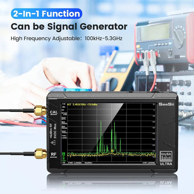 2023 Upgraded TinySA Ultra Spectrum Analyzer, 4.0 Inch 100kHz to 5.3GHz Handheld Tiny Frequency Analyzer with 32Gb Card,