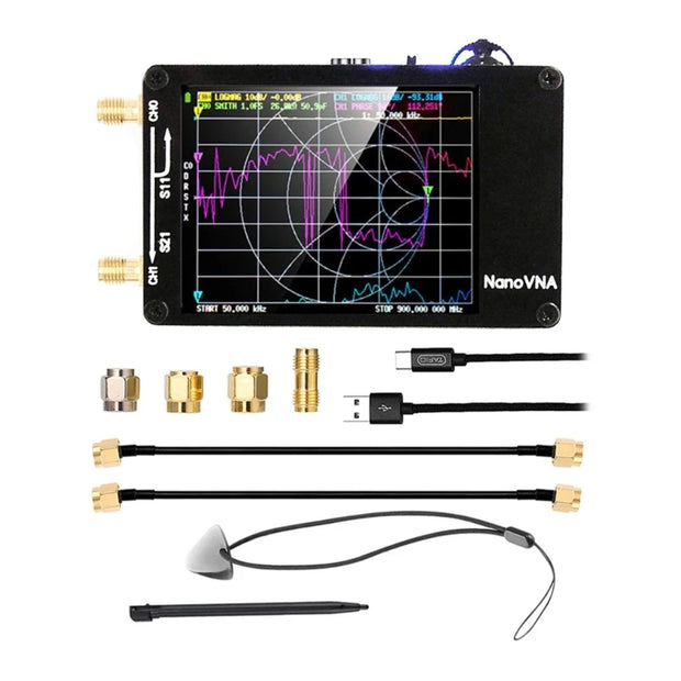 NanoVNA Tester 50KHz-1.5GHz Standing Shortwave MF-HF VHF-UHF Antenna Analyzer with Card Slot Built-in DropShipping