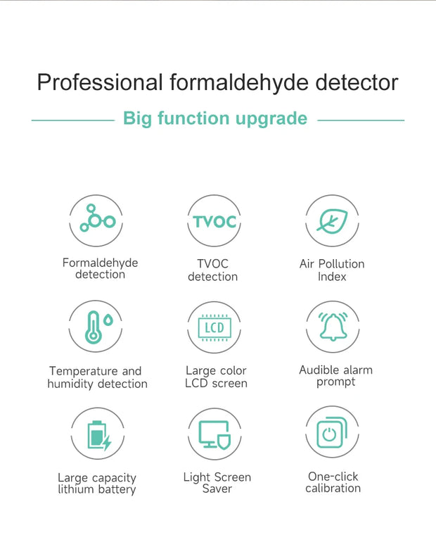 NOYAFA 4in1 Gas Detector Multi Function Monitor JMS17 Air Quality Tester Analyzer HCHO TVOC Temperature Humidity Meter Generator