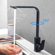 Black Kitchen Faucet Hot And Cold Water Mixer 360 Degree Rotating Vessel Sink Tap Wall Mounted for Kitchen