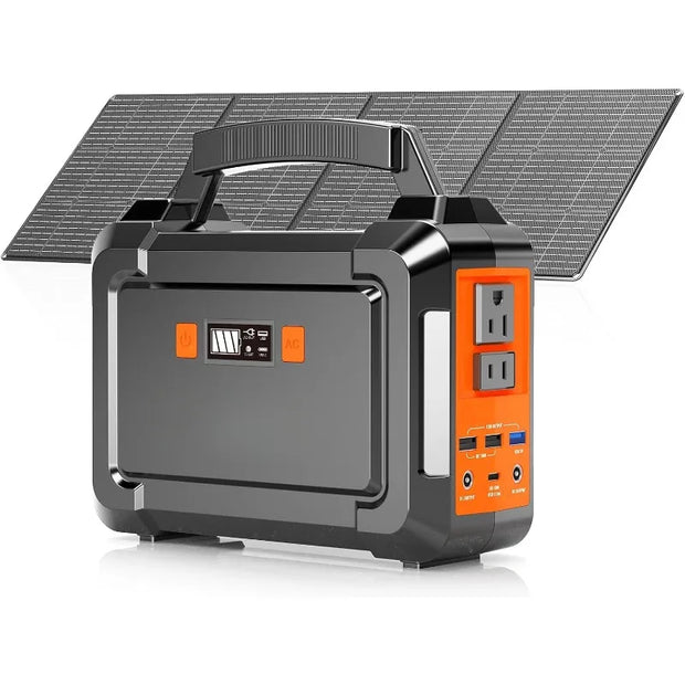 Solar-Generator-Camping-Portable-Power-Station-with-Foldable-Solar-Panel-Lithium Battery Power Bank with Outlet for Road Trip