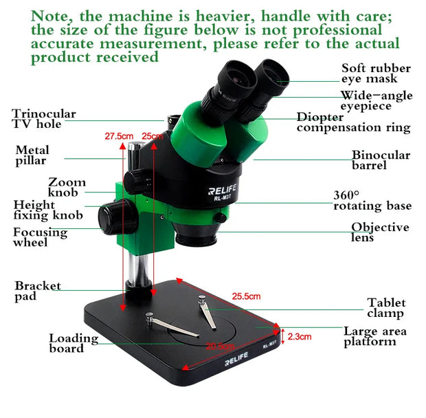 RELIFE RL-M3T Binocular Trinocular Microscope Mobile Phone Repair Electron 7-45x Long Arm 4k Camera Microscope