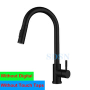 Smart Digital Touch Kitchen Mixer Tap Brushed Pull Out Kitchen Faucet Hot Cold Water Tap Sensor Touch Digital Kitchen Faucet