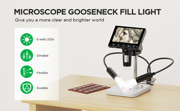 Gooseneck Auxiliary Lights for Digital Microscope Flexible LED Lights with 3 Lighting Modes 118cm USB Cable Microscope Lights