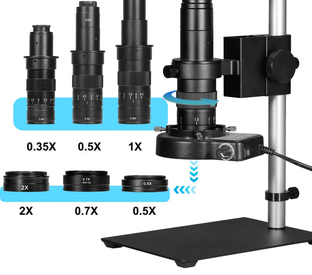 Adjustable 100X 150X 300X 600X zoom C Mount optical lens 0.7X~ 4.5x magnification 10A microscope lens