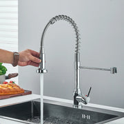 Matte Black Kitchen Sink Faucet One Handle Spring Hot and Cold Water Tap Deck Mounted Bathroom Chrome Kitchen Crane