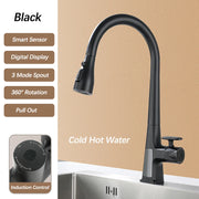 Smart Sensor Pull Out Kitchen Faucet.Touchless Digital Display Water Mixer Tap.Cold Hot Water Three Modes Spout Sink Faucet.