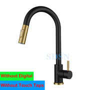 Smart Digital Touch Kitchen Mixer Tap Brushed Pull Out Kitchen Faucet Hot Cold Water Tap Sensor Touch Digital Kitchen Faucet