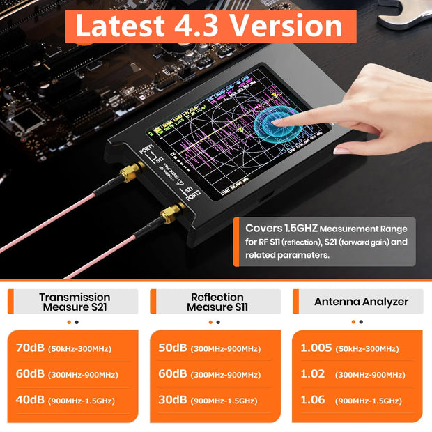 LiteVNA 4 inch NanoVNA 50kHz-6.3GHz / 10KHz -1.5GHz Vector Network Analyzer Antenna Analyzer HF VHF UHF SWR HW Version 4.3